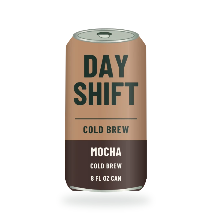 Original fictional DAYSHIFT Mocha Cold Brew packaging illustration for the COUNTERPART wholesale demo