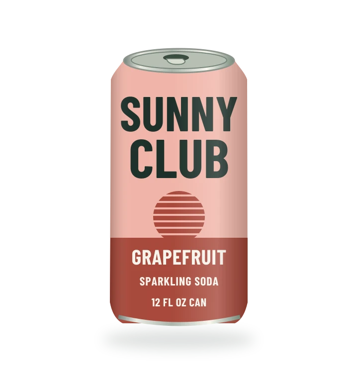 Original fictional SUNNY CLUB Pink Grapefruit Soda packaging illustration for the COUNTERPART wholesale demo