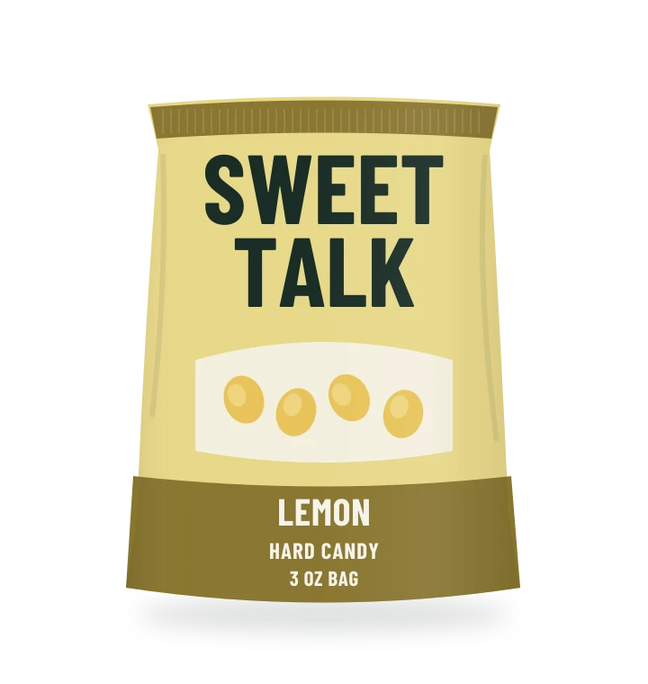 Original fictional SWEET TALK Lemon Drops packaging illustration for the COUNTERPART wholesale demo