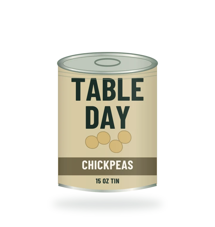 Original fictional TABLE DAY Chickpeas packaging illustration for the COUNTERPART wholesale demo