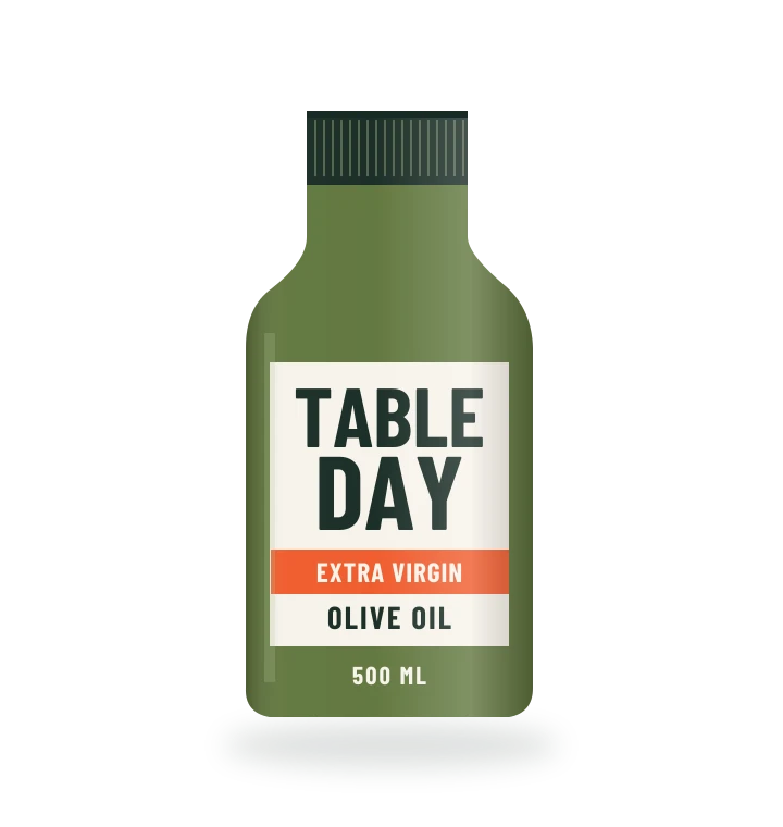 Original fictional TABLE DAY Extra Virgin Olive Oil packaging illustration for the COUNTERPART wholesale demo