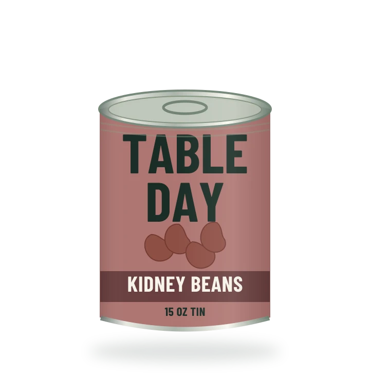 Original fictional TABLE DAY Red Kidney Beans packaging illustration for the COUNTERPART wholesale demo