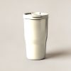 Cedar Camp Tumbler in Cream — straight-sided insulated camp tumbler with a slip-on lid on a light grey backdrop