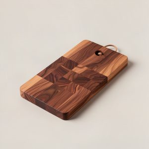 Cedar Cutting Board — end-grain walnut cutting board with a hanging hole on a light grey backdrop
