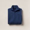 Cedar Fleece Pullover in Navy — quarter-zip fleece pullover, folded on a light grey backdrop