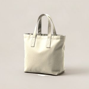 Cedar Tote in Cream — canvas tote bag with two flat handles on a light grey backdrop