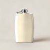 Granite Trail Flask in Cream — slim hip flask with a hinged screw cap on a light grey backdrop