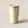Harbor Camp Tumbler in Sand — straight-sided insulated camp tumbler with a slip-on lid on a light grey backdrop