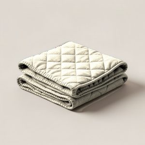 Harbor Quilted Throw in Cream — quilted throw with diamond stitching, folded on a light grey backdrop