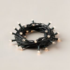 Harbor String Light — coil of warm camp string lights with small round bulbs on a light grey backdrop
