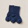Lakeside Camp Sock in Navy — pair of thick ribbed camp socks on a light grey backdrop