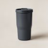 Lakeside Camp Tumbler in Charcoal — straight-sided insulated camp tumbler with a slip-on lid on a light grey backdrop