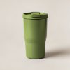 Lakeside Camp Tumbler in Moss — straight-sided insulated camp tumbler with a slip-on lid on a light grey backdrop