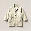 Lakeside Chore Coat in Cream — boxy button-front chore coat with two patch pockets on a light grey backdrop