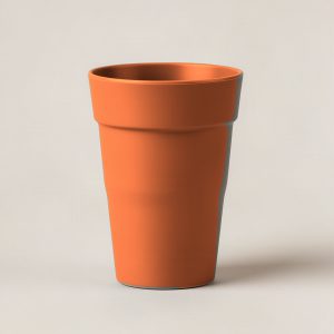 Lakeside Pint Cup in Rust — stackable pint cup with a flared rim on a light grey backdrop