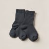 Ridgeline Camp Sock in Charcoal — pair of thick ribbed camp socks on a light grey backdrop