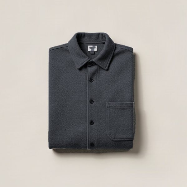 Ridgeline Flannel Shirt in Charcoal — button-up flannel shirt, folded on a light grey backdrop