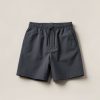 Trailhead Trail Short in Charcoal — lightweight trail shorts with an elastic drawcord waist, folded on a light grey backdrop