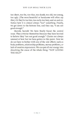Page 36 of You Can Heal Your Life: Louise Hay traces self-criticism to one cause, “not loving the self”