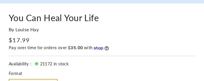 Product page title: You Can Heal Your Life, by Louise Hay, $17.99