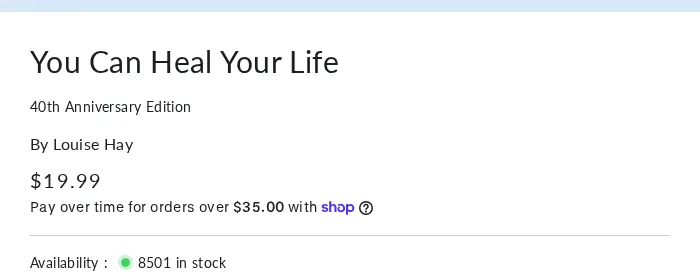 Product page title: You Can Heal Your Life, subtitle 40th Anniversary Edition, $19.99