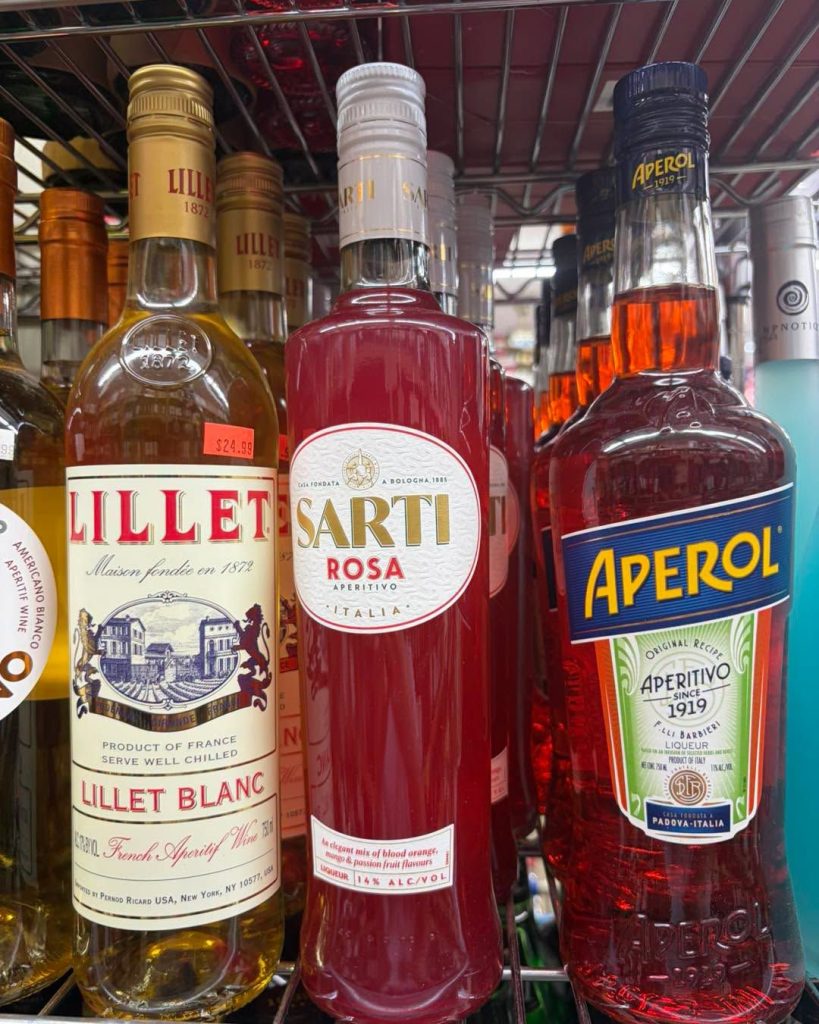 Lillet, Sarti Rosa and Aperol