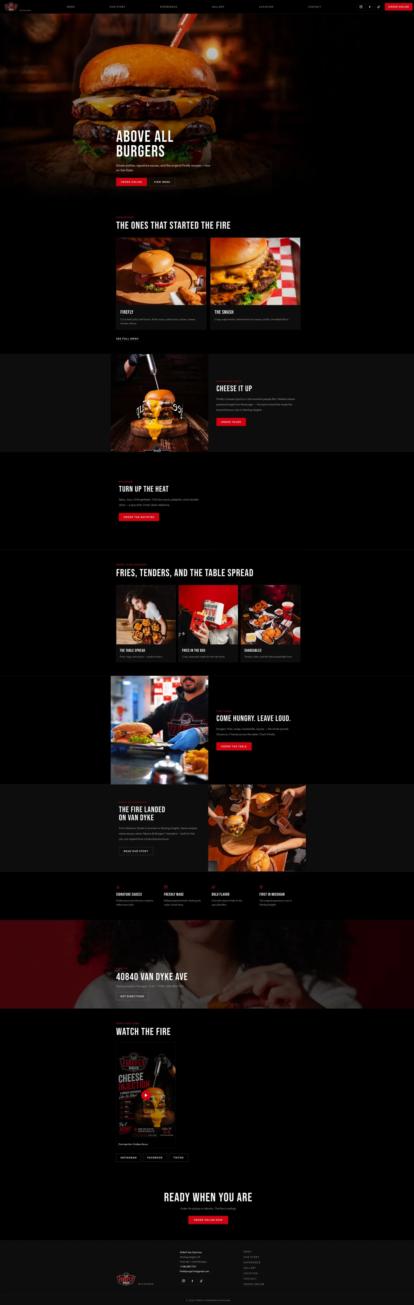 Firefly Burgers website