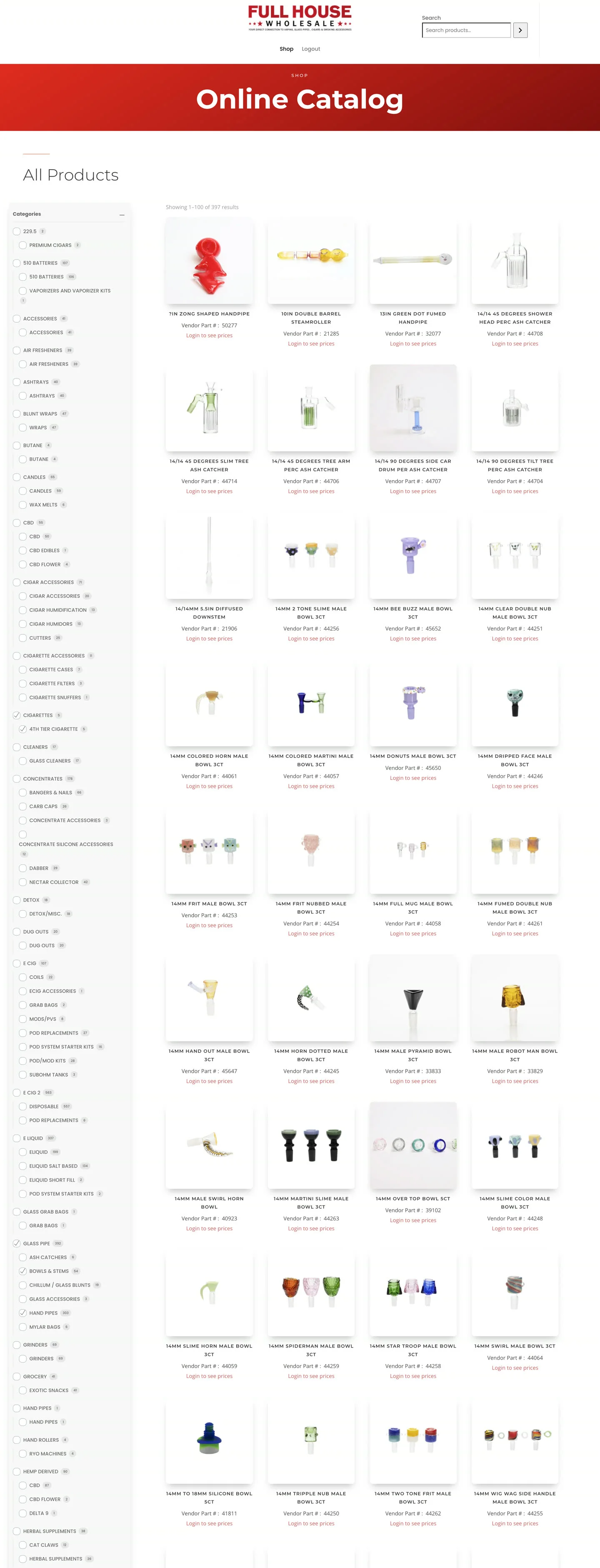 Full House Wholesale website