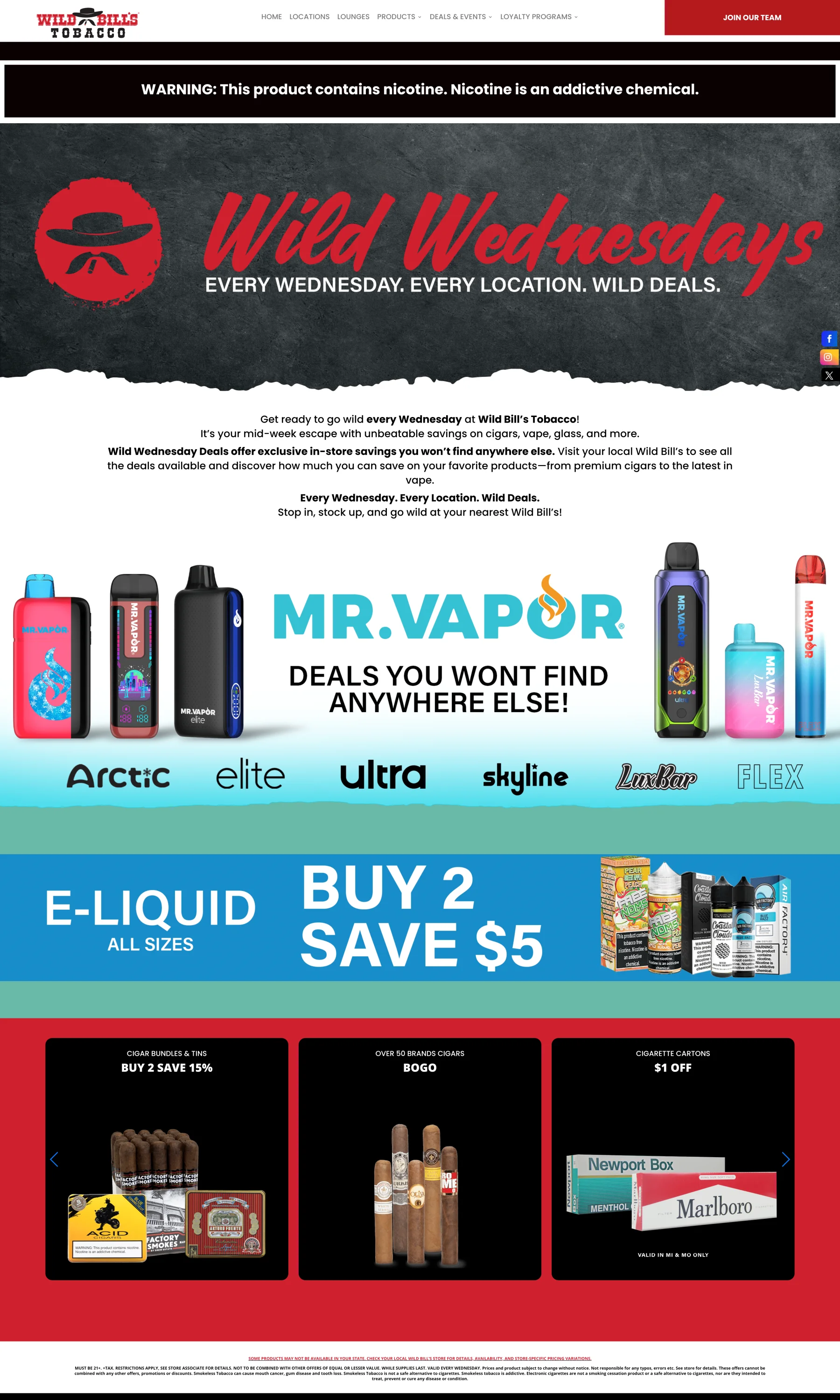 Wild Wednesdays Landing Page website