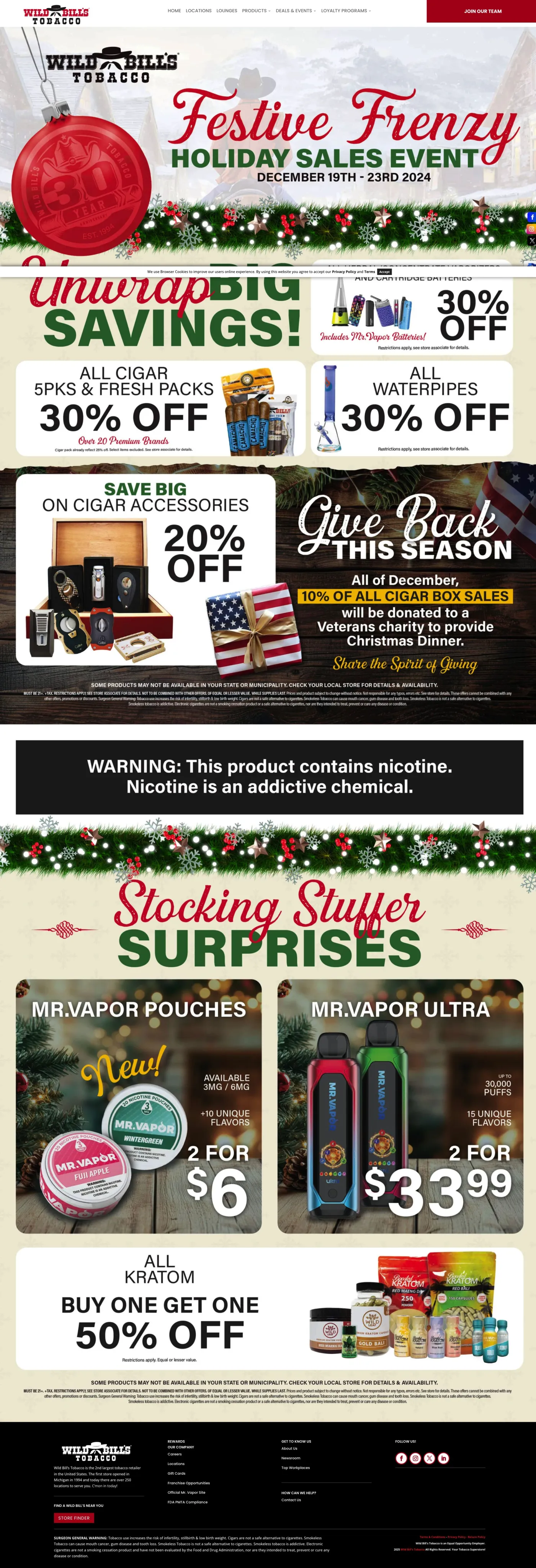 Wild Bill's Christmas Sale Landing website