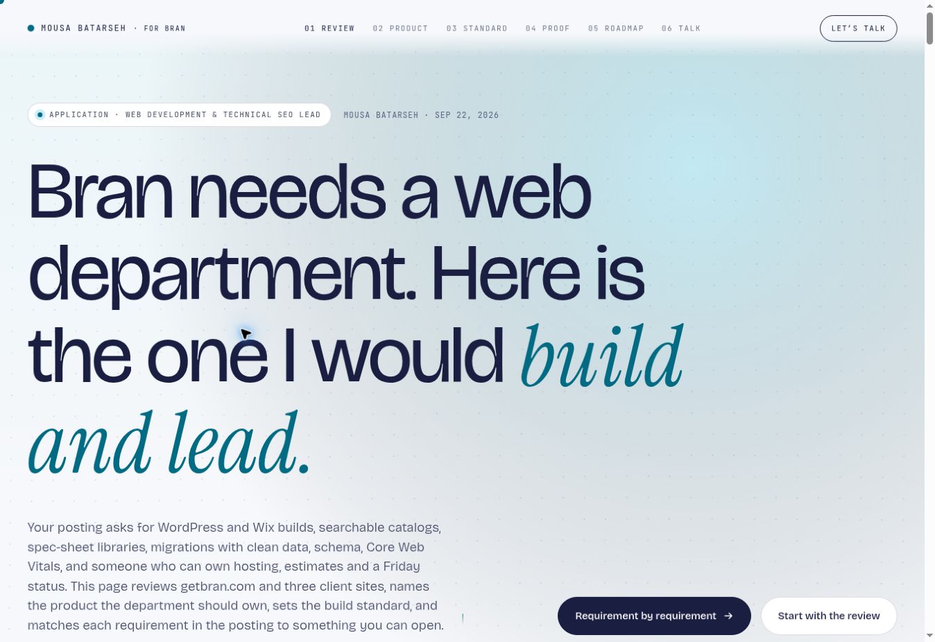 Bran Marketing web department proposal website preview