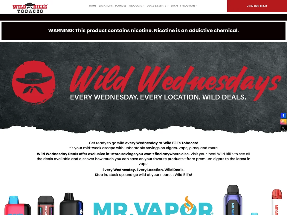 Wild Wednesdays campaign page with promotion artwork and offer categories