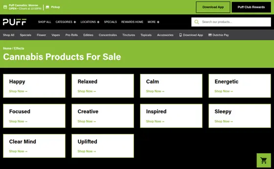 Screenshot of Shop-by-effect index, captured 2026-09-29