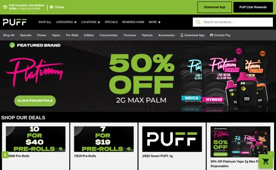 Screenshot of shoppuff.com home page, captured 2026-09-29