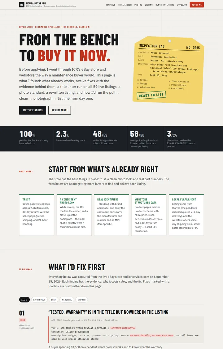 ICR Services review, first screen