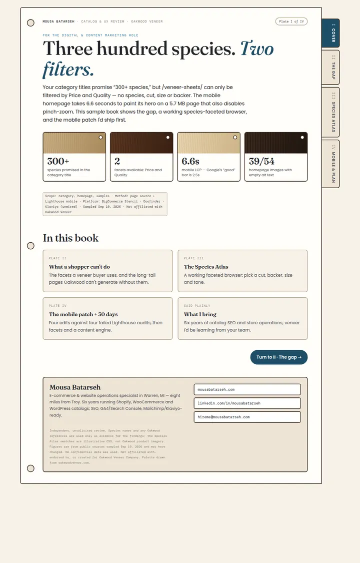 Oakwood Veneer review, first screen